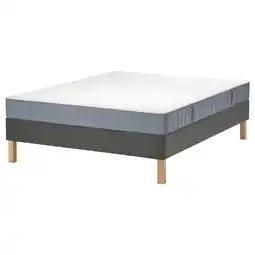 IKEA LyngÖr Kontinentalseng, Vesteröy medium/lys blå mørk grå, 160x200 cm tilbud