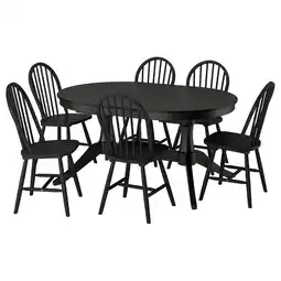 IKEA Rosentorp / skogsta Bord og 6 stoler, svart/svart, 160/215x110 cm tilbud