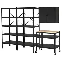 IKEA Bror Oppbevaring hyller/skap/tralle, svart/furukryssfiner tilbud