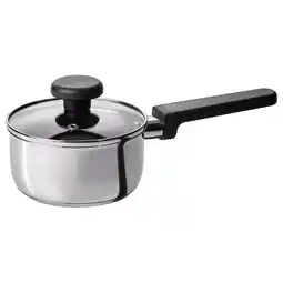 IKEA Middagsmat Kasserolle med lokk, slippbelegg klart glass/rustfritt stål, 1 l tilbud