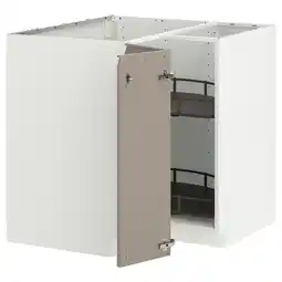 IKEA Metod Benkehjørneskap med karusell, hvit/upplöv matt mørk beige, 88x88 cm tilbud
