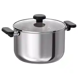 IKEA Middagsmat Gryte med lokk, klart glass/rustfritt stål, 5 l tilbud