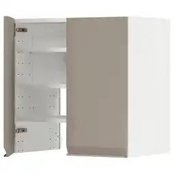 IKEA Metod Veggskap for ventilator hylle/dør, hvit/upplöv matt mørk beige, 60x60 cm tilbud