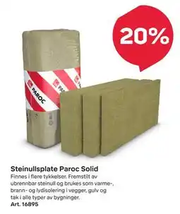 Byggmax Steinullsplate Paroc Solid tilbud