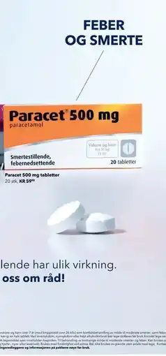 Apotek 1 Paracet 500 mg tabletter tilbud