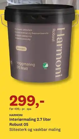 Bygger'n HARMONI Interiørmaling 2.7 liter tilbud