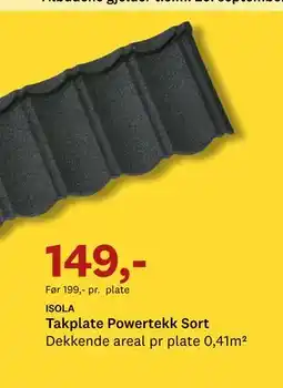 Bygger'n ISOLA Takplate Powertekk Sort tilbud