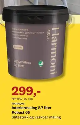 Bygger'n HARMONI Interiørmaling 2.7 liter Robust 05 tilbud