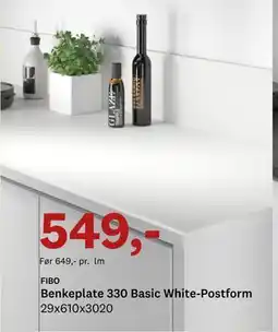 Bygger'n Benkeplate 330 Basic White-Postform tilbud