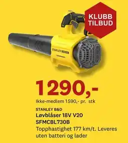 Bygger'n STANLEY B&D Løvblåser 18V V20 SFMCBL730B tilbud