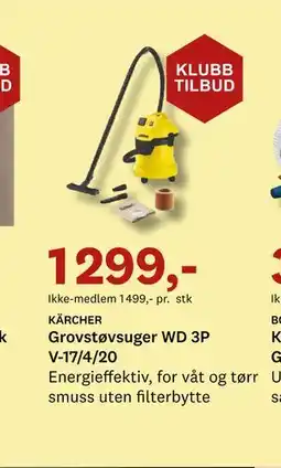 Bygger'n Grovstøvsuger WD 3P tilbud