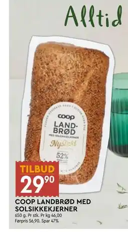 Coop Mega COOP LANDBRØD MED SOLSIKKEKJERNER tilbud