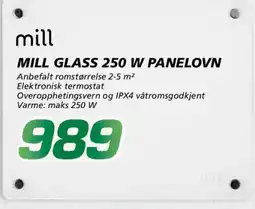Coop Byggmix Mill mill glass 250 w panelovn tilbud