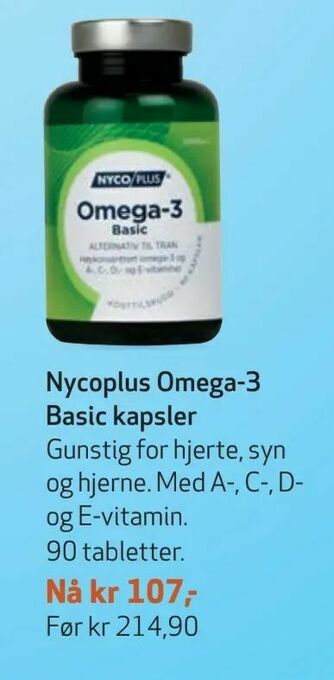Apotek 1 Nycoplus Omega-3 Basic kapsler tilbud