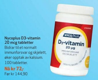 Apotek 1 Nycoplus D3-vitamin 20 mcg tabletter tilbud