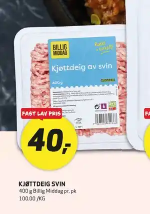 Bunnpris KJØTTDEIG SVIN tilbud