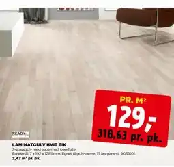jem & fix LAMINATGULV HVIT EIK tilbud