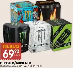 Coop Mega MONSTER/BURN 4 PK tilbud