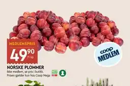 Coop Mega NORSKE PLOMMER, Medlemspris tilbud