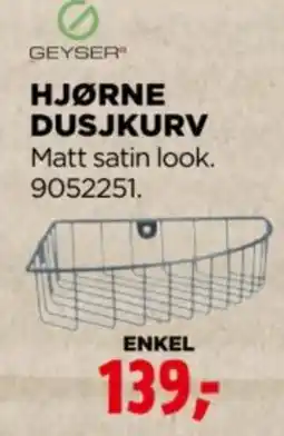 jem & fix Geyser hjørne dusjkurv tilbud