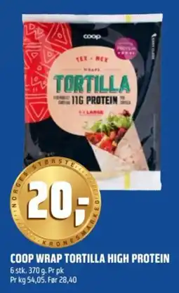 Coop Obs Coop wrap tortilla high protein tilbud