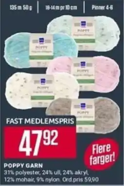 Europris Poppy garn tilbud