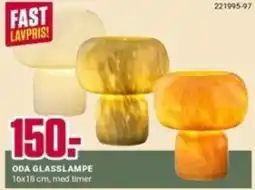 Europris Oda glasslampe tilbud