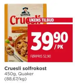 Meny Quaker Cruesli solfrokost tilbud