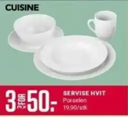 Europris Cuisine servise hvit tilbud