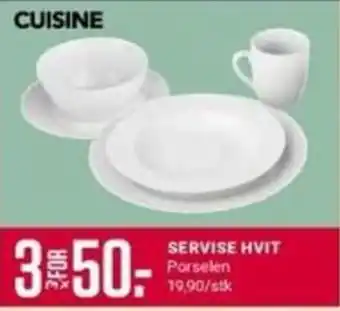 Europris Cuisine servise hvit tilbud