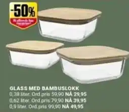 Europris Glass med bambuslokk tilbud