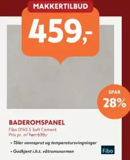 Byggmakker Fibo baderomspanel tilbud