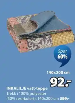 JYSK Inkalilje vatt-teppe tilbud