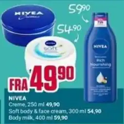 Europris Nivea creme soft body & face cream body milk tilbud