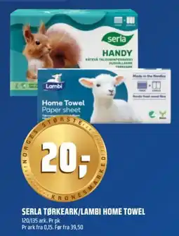 Coop Obs Serla tørkeark/lambi home towel tilbud