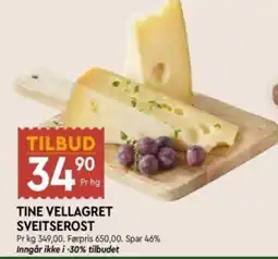 Coop Mega Tine Vellagret Sveitserost tilbud