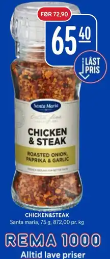 Rema 1000 Santa maria chicken & steak tilbud
