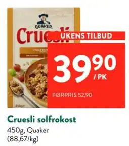 Jacobs Quaker Cruesli solfrokost tilbud