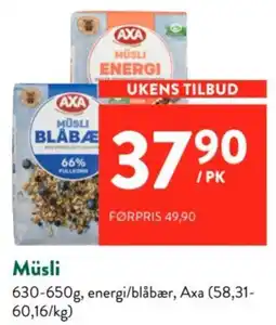 Jacobs Axa müsli energi/blåbær tilbud
