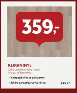 Byggmakker Cello klikkvinyl tilbud