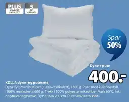 JYSK Kolla dyne- og putesett tilbud