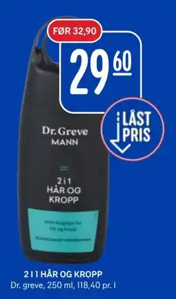 Rema 1000 Dr. greve mann 2 i 1 hår og kropp tilbud