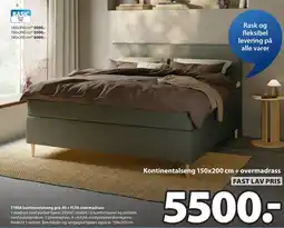 JYSK TYRIA kontinentalseng grå-40 + FLYA overmadrass tilbud