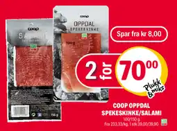 Coop Extra Coop oppdal spekeskinke/salami tilbud