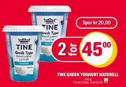 Coop Extra Tine gresk yoghurt naturell tilbud