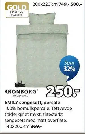 JYSK EMILY sengesett, percale tilbud