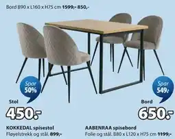 JYSK AABENRAA spisebord tilbud