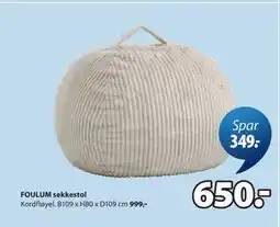 JYSK FOULUM sekkestol tilbud