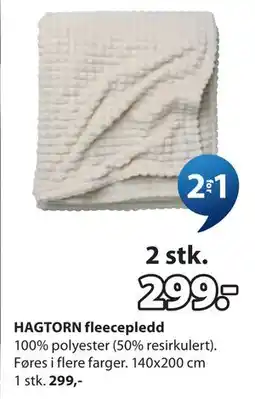 JYSK HAGTORN fleecepledd tilbud