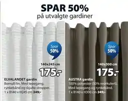 JYSK SPAR 50% på utvalgte gardiner tilbud